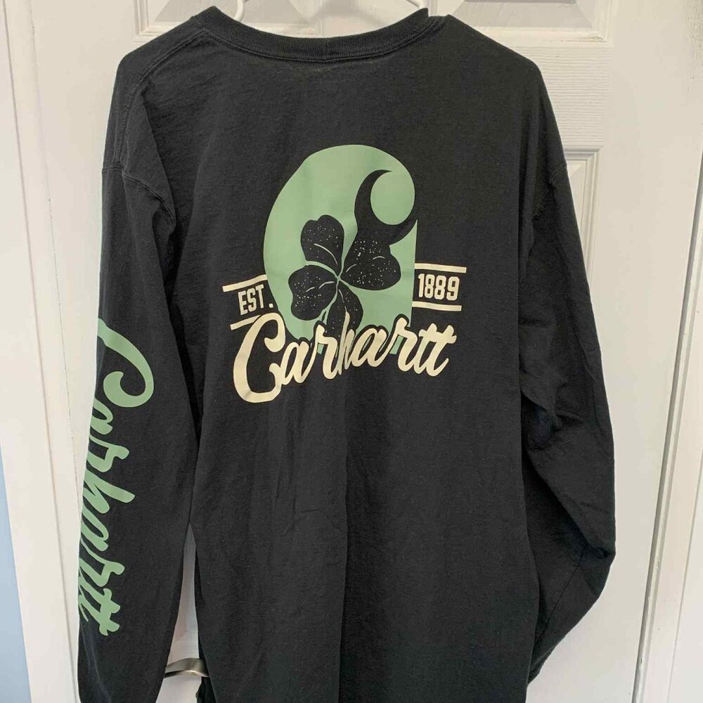 Carhartt Long-Sleeved T-shirt with Shamrock Graphic - Black - Sz.L Tall